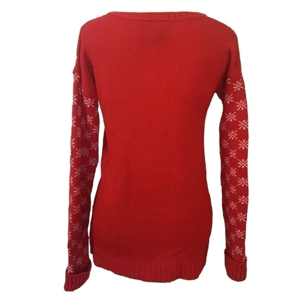 Tiara International Reindeer w/ Sequin Glasses Christmas Knit Red Sweater - Picture 2 of 9